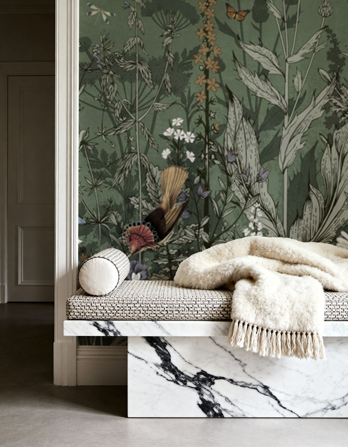 Meadow Finds Green Mural Wallpaper - room preview 04