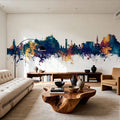 Jersey Channel Islands Skyline Blue & Bronze Mural Wallpaper - room preview 04