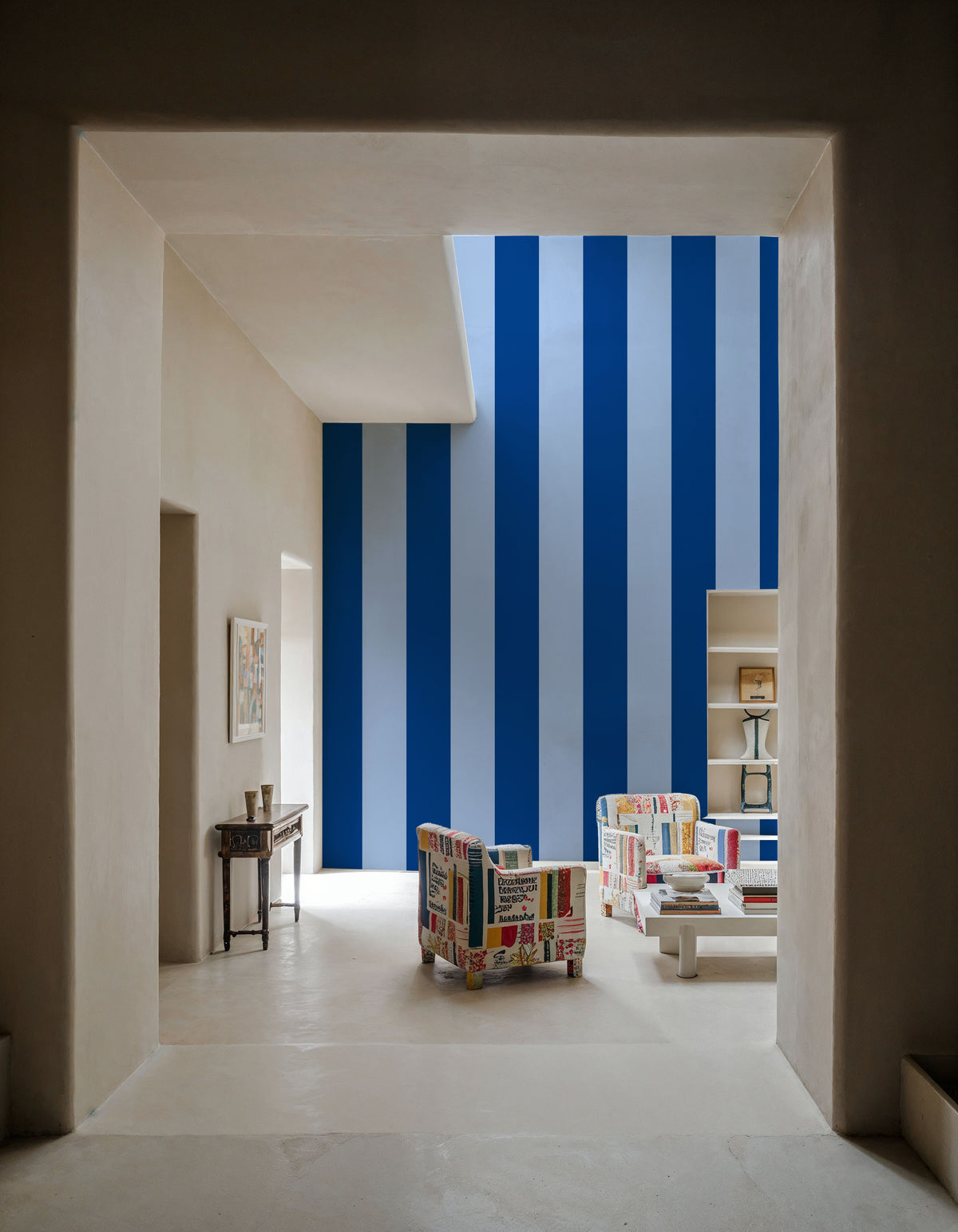 Circus Stripes, Blue on Blue Mural Wallpaper - room preview 04