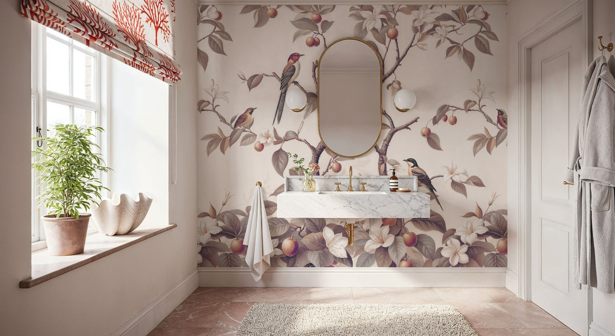 Bird Harmony, Amber Mural Wallpaper - room preview 04