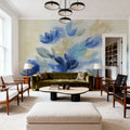 Sapphire Blue Floral I Mural Wallpaper - room preview 04