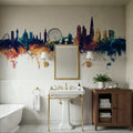 London Skyline Blue & Bronze Mural Wallpaper - room preview 04