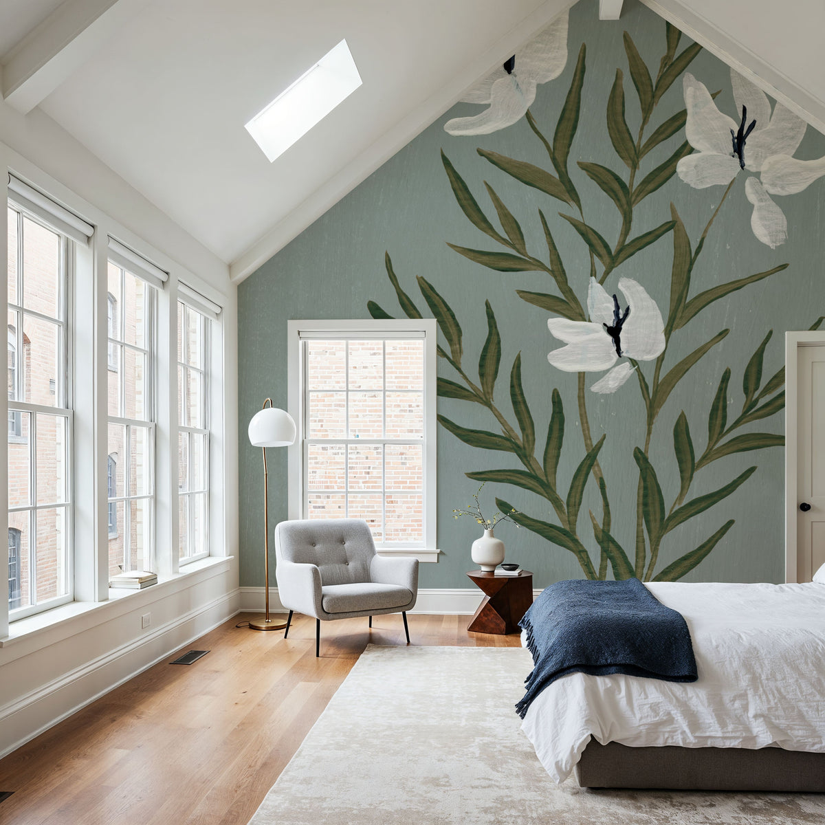 Pretty Little Flower IV Slate Blue Mural Wallpaper - room preview 04