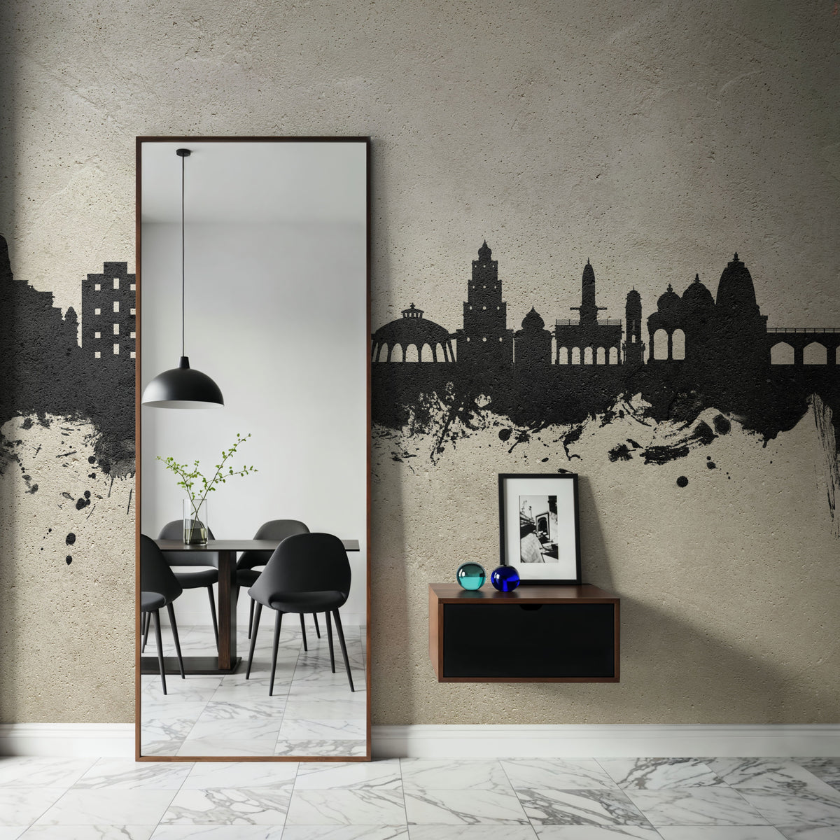 Nashik India Skyline Concrete Mural Wallpaper - room preview 04