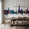 Le Havre France Skyline Blue & Bronze Mural Wallpaper - room preview 04