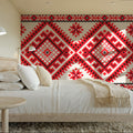 Pixel Embroidery Red Mural Wallpaper - room preview 04