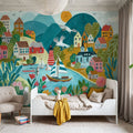 Coastal Village Mural Wallpaper - room preview 04