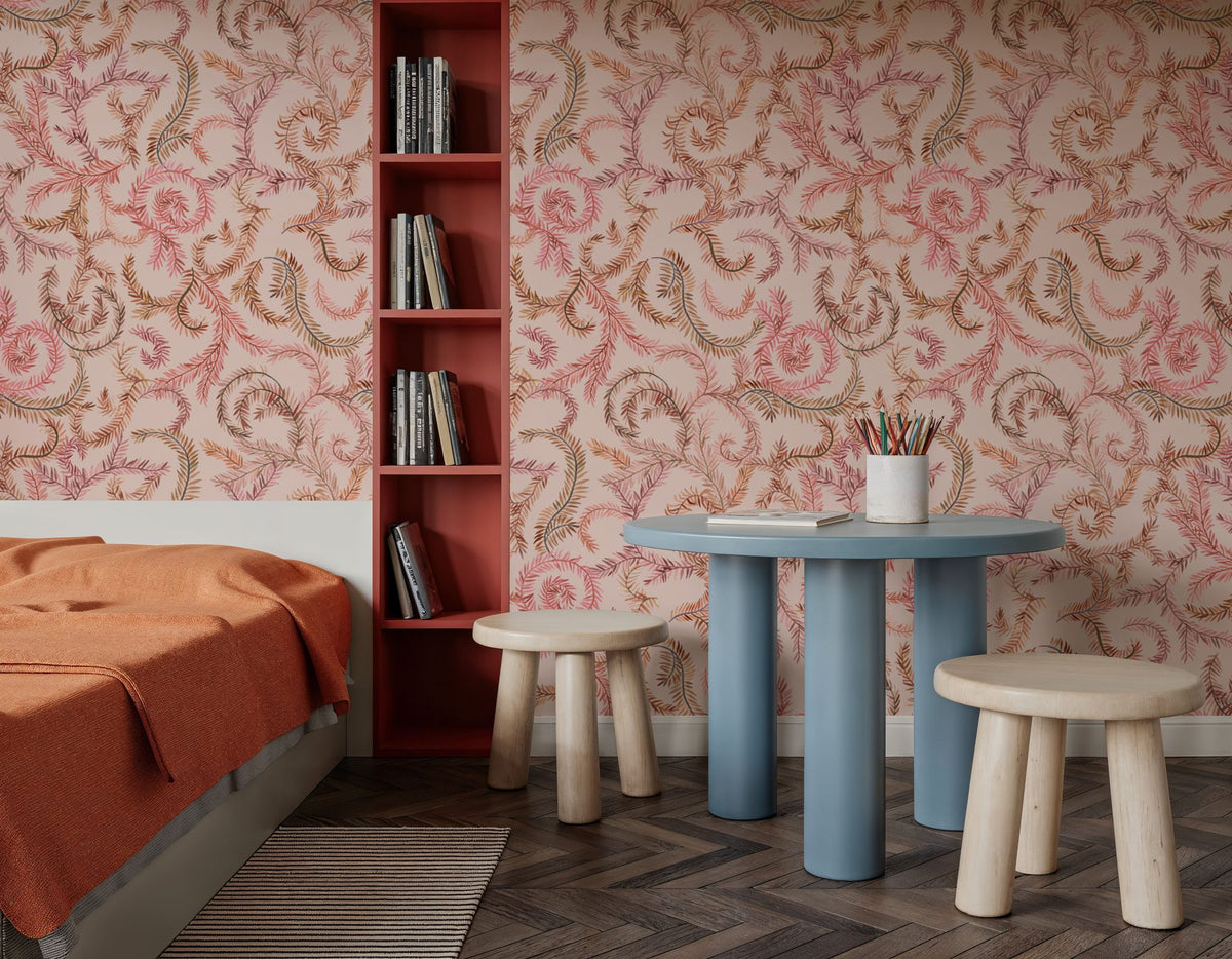 Olive Tree, Blush Pink Mural Wallpaper - room preview 04