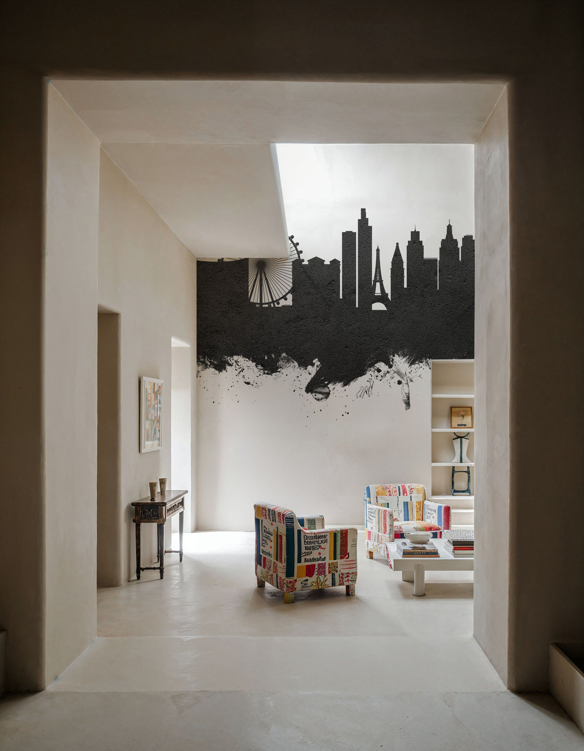 Las Vegas Nevada Skyline Black & White Mural Wallpaper - room preview 04