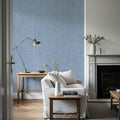 Mottled Linen Effect, Sky Blue Mural Wallpaper - Blue Tone - room preview 04