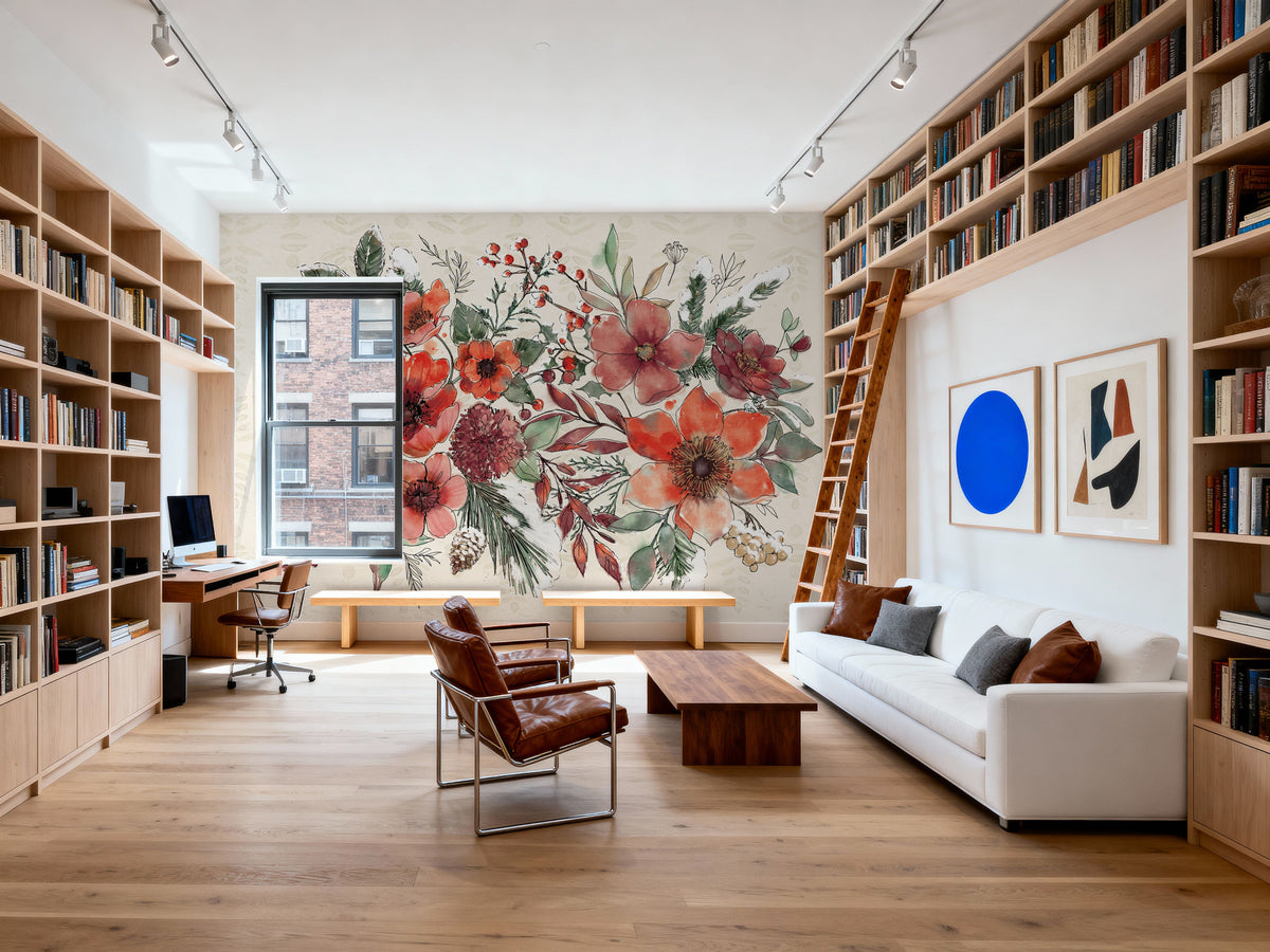 Festive Blooms I Mural Wallpaper - room preview 04