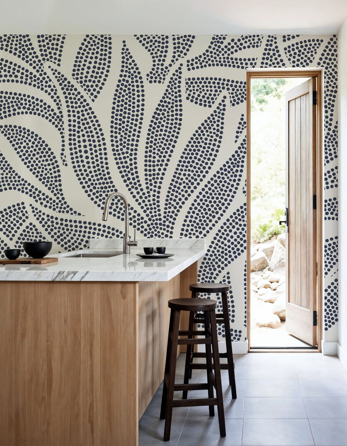 Stippled Leaf Mural Wallpaper - room preview 04