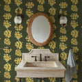 Ditsy Floral Clusters, Avocado Green Mural Wallpaper - room preview 04