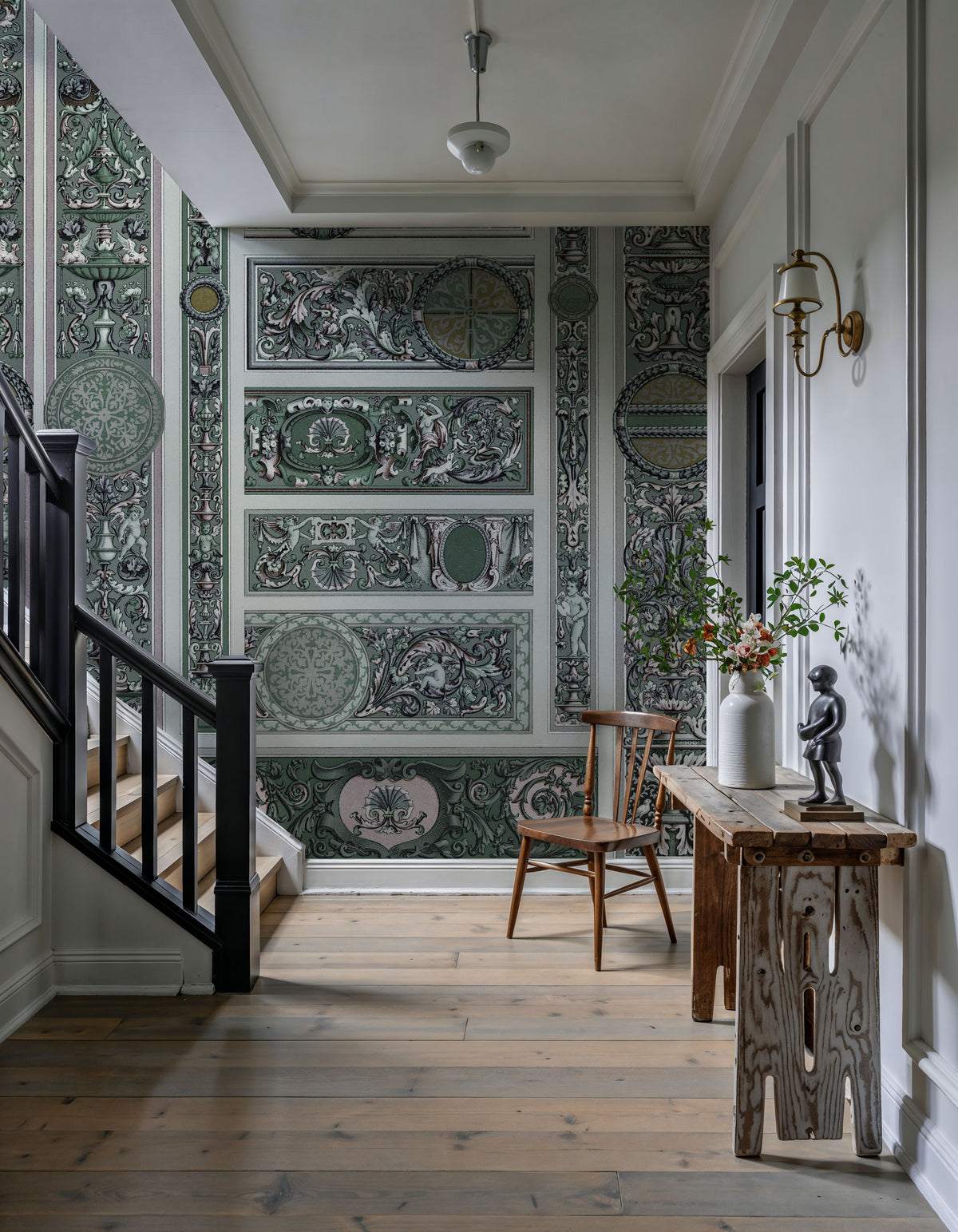 Chamber, Forest Green Mural Wallpaper - room preview 04