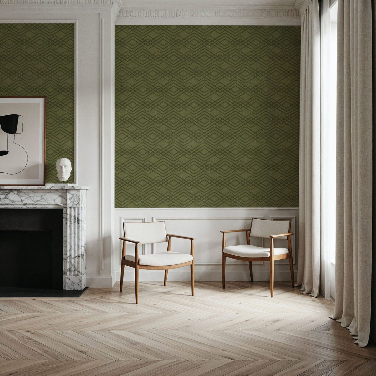 Woodland Waves Green Mural Wallpaper - room preview 04
