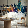 Stavanger Norway Skyline Blue & Bronze Mural Wallpaper - room preview 04