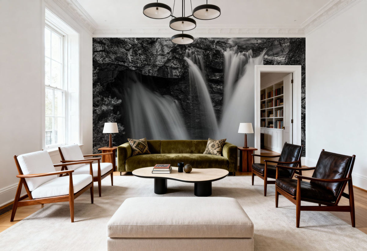 Johnston Creek Canyon BW Mural Wallpaper - room preview 04