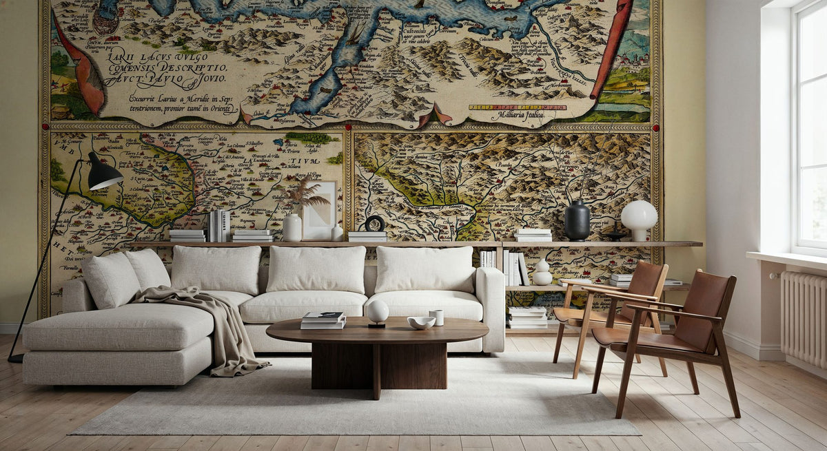 Old Map of Lake Como, Rome, Friuli, 1570 Mural Wallpaper - room preview 04