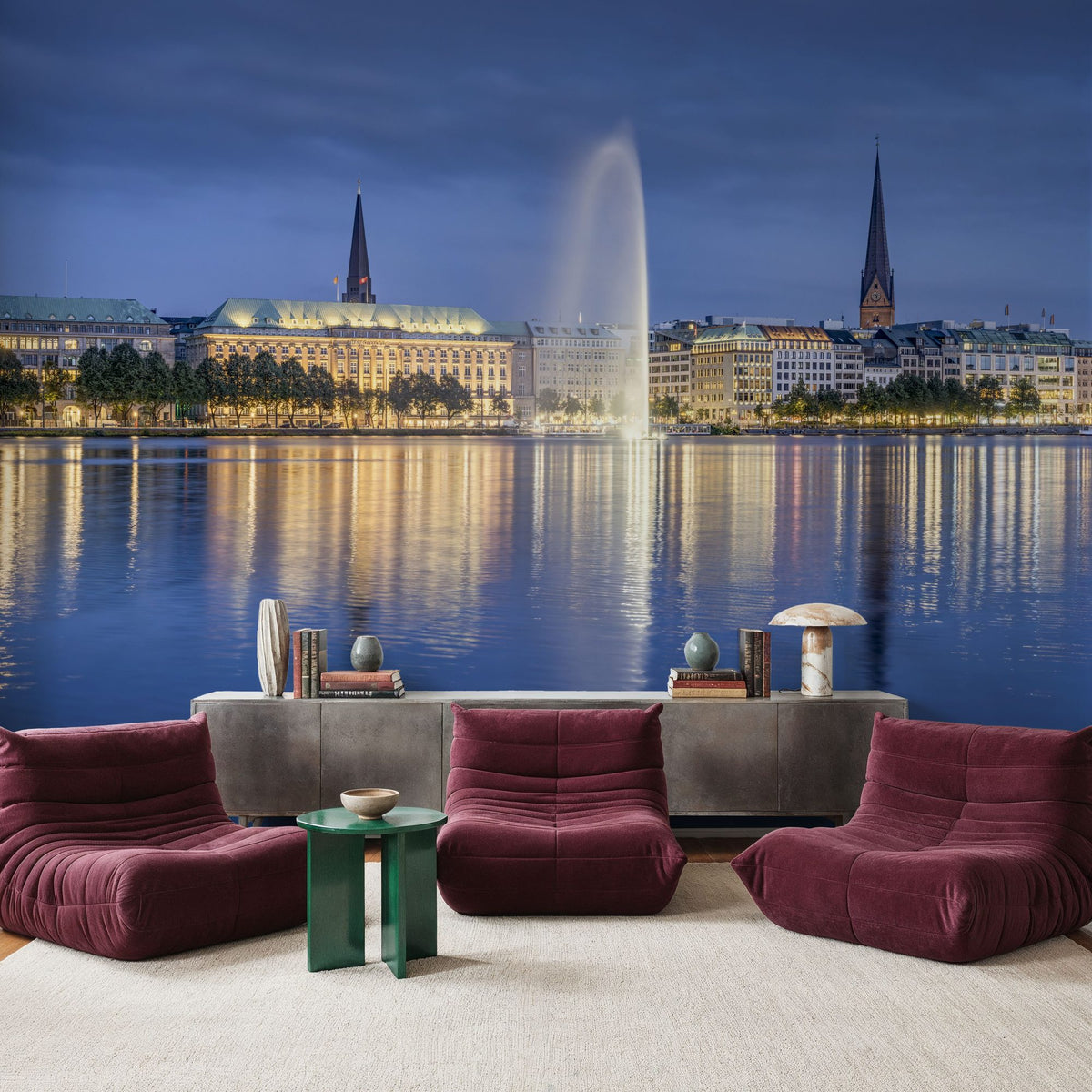 Twilight Fountain Mural Wallpaper - room preview 04