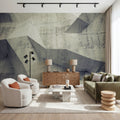 Concrete Shapes Warm Gray Mural Wallpaper - room preview 04