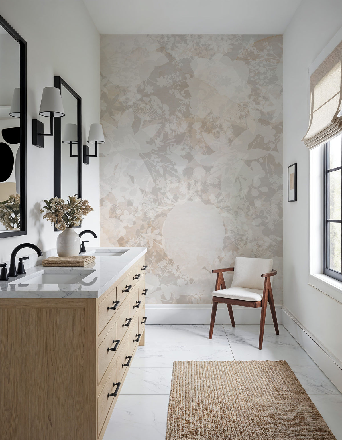 Flower Silhouette Mural Wallpaper - room preview 04