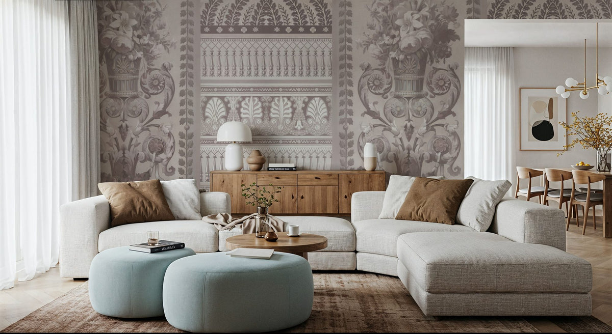 Flower Mountain, Beige Mural Wallpaper - room preview 04