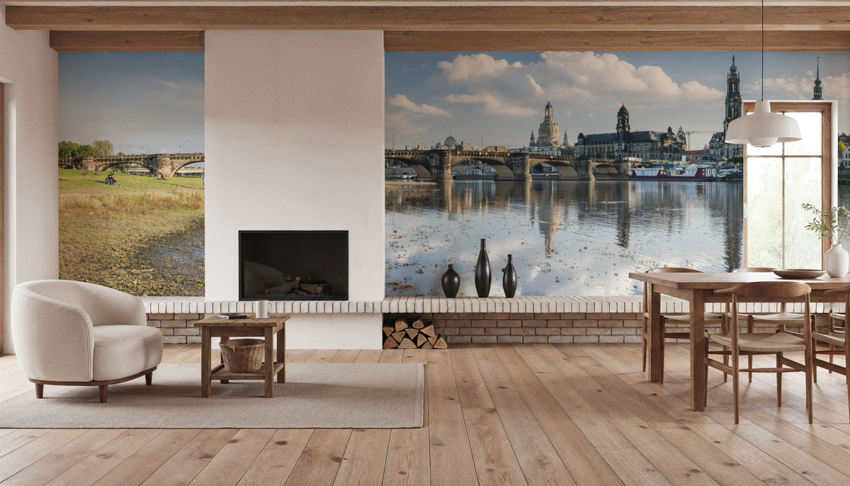 Stone Bridge Reflection Mural Wallpaper - room preview 04