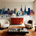 Coventry England Skyline Blue & Bronze Mural Wallpaper - room preview 04