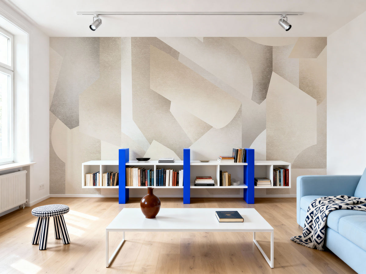 Chalky Geometrica, Alpine Oat Mural Wallpaper - room preview 04
