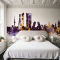 Madrid Skyline Purple & Gold Mural Wallpaper - room preview 04