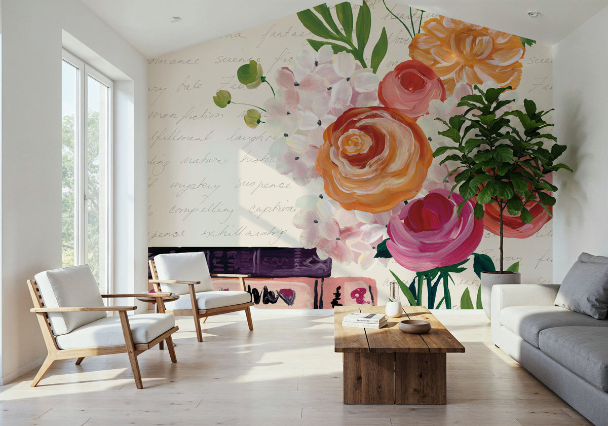 Books and Blooms II Mural Wallpaper - room preview 04