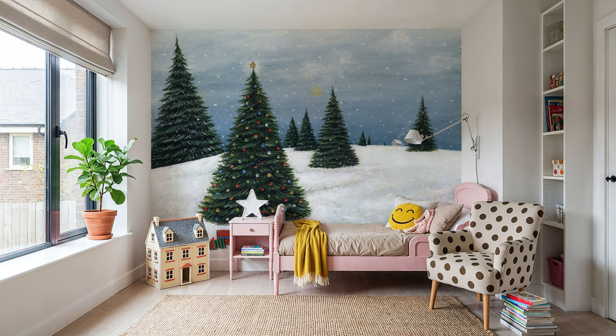 Deck the Halls Trees and Gifts Mural Wallpaper - room preview 04