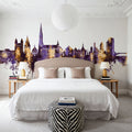 Ulm Germany Skyline Purple & Gold Mural Wallpaper - room preview 04