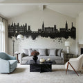 Stamford England Skyline Black & White Mural Wallpaper - room preview 04