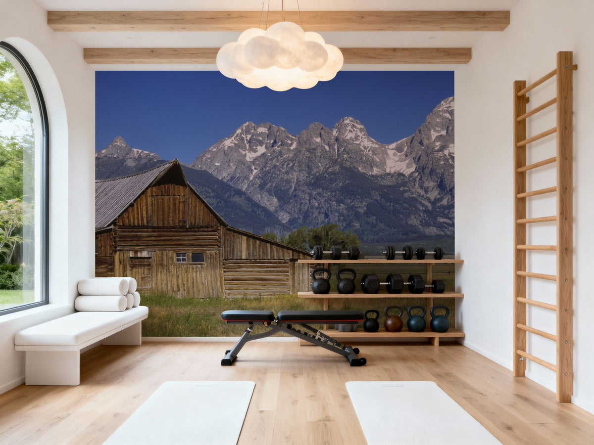 Mountain Homestead Blue Mural Wallpaper - room preview 04