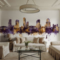 Tegucigalapa Honduras Skyline Purple & Gold Mural Wallpaper - room preview 04
