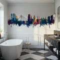 Riga Latvia Skyline Blue & Bronze Mural Wallpaper - room preview 04