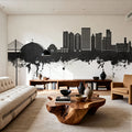 Tacoma Washington Skyline Black & White Mural Wallpaper - room preview 04