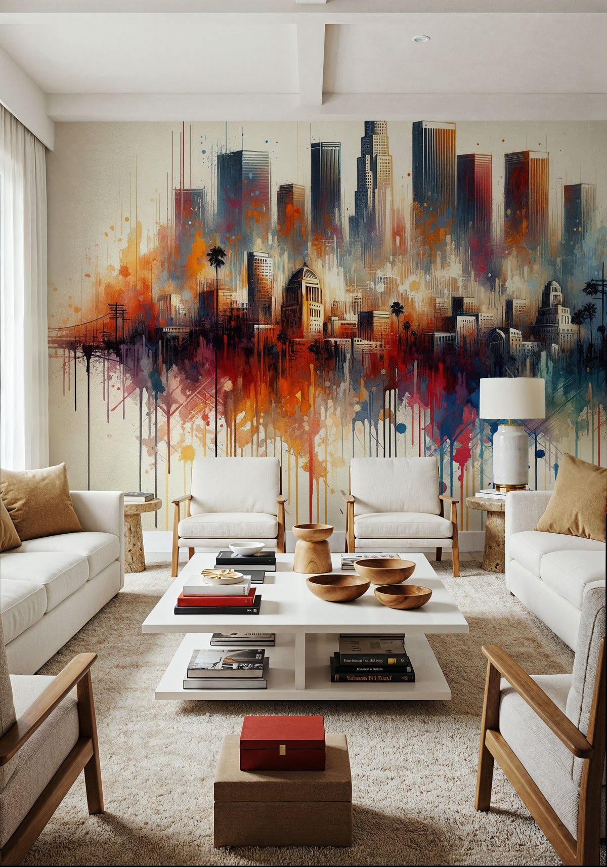Watercolor Skyline II Mural Wallpaper - room preview 04