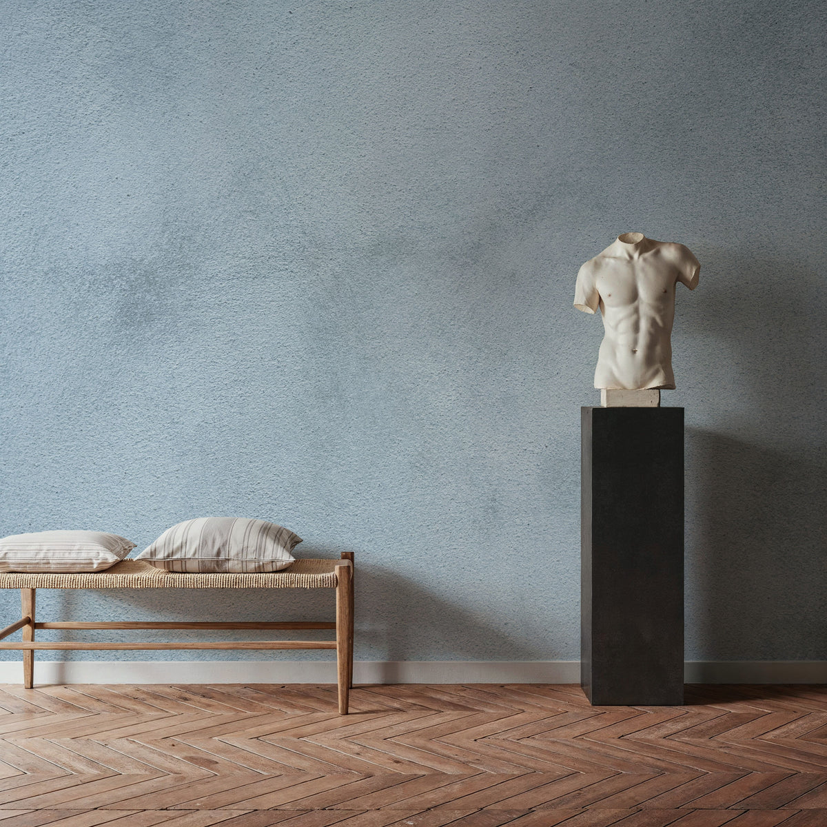 Stucco, Ice Blue Mural Wallpaper - room preview 04