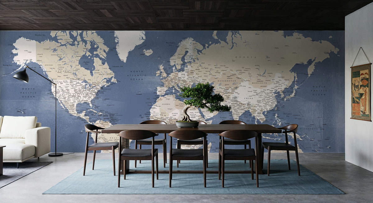 World Map Cities - Oisin Mural Wallpaper - room preview 04