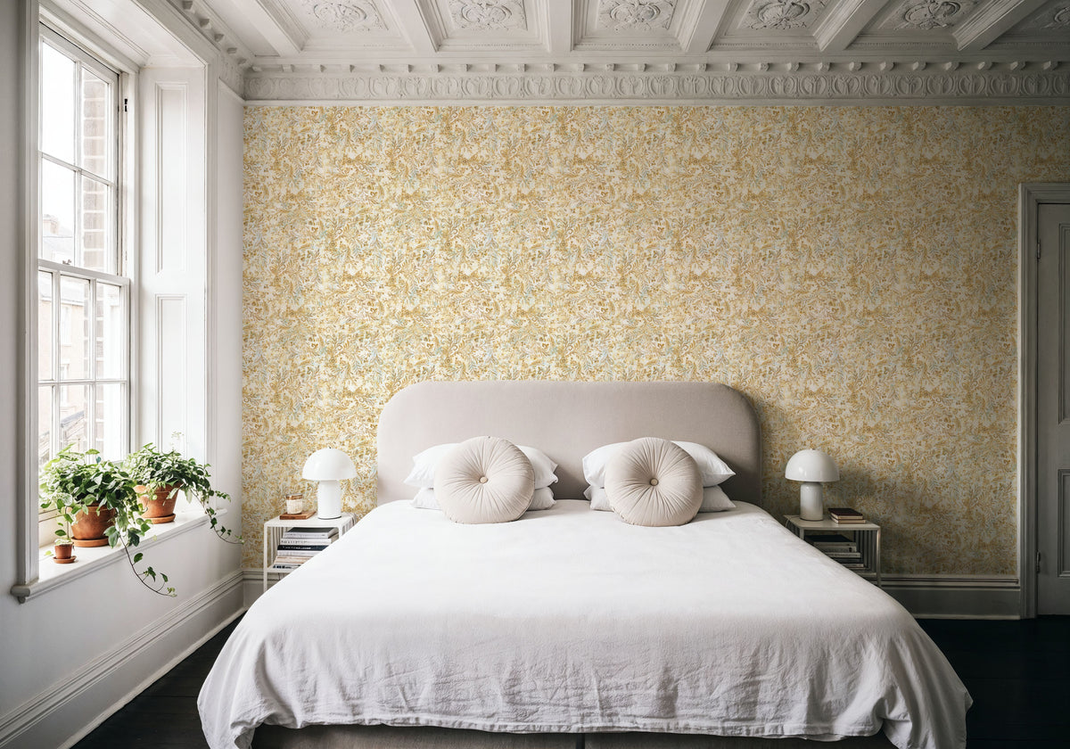 Rustic Flowers Yellow Mural Wallpaper - room preview 04