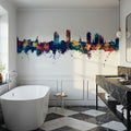Tallahassee Florida Skyline Blue & Bronze Mural Wallpaper - room preview 04
