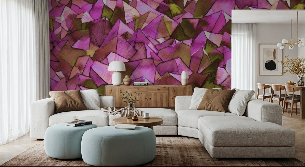 Watercolor Geometry Mural Wallpaper - room preview 04