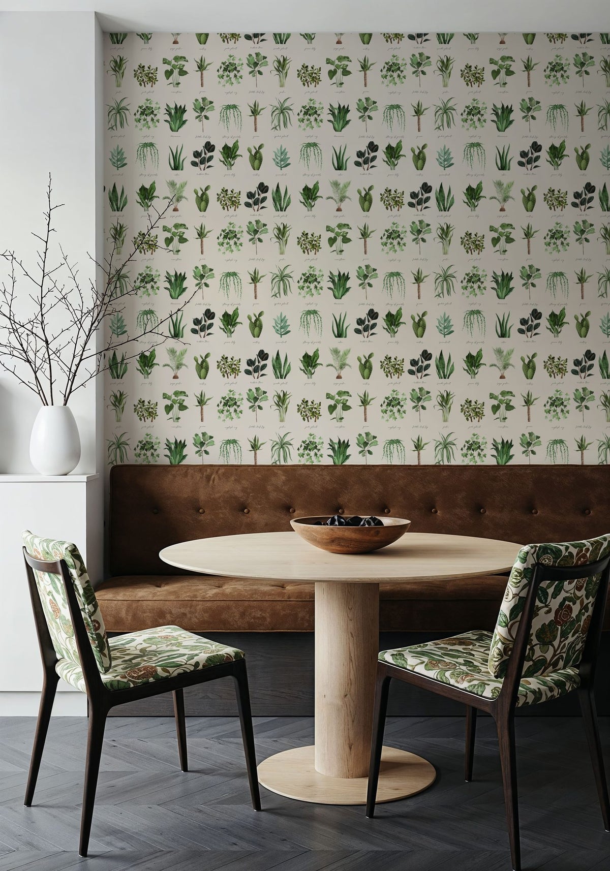 House Plant White Mural Wallpaper - room preview 04