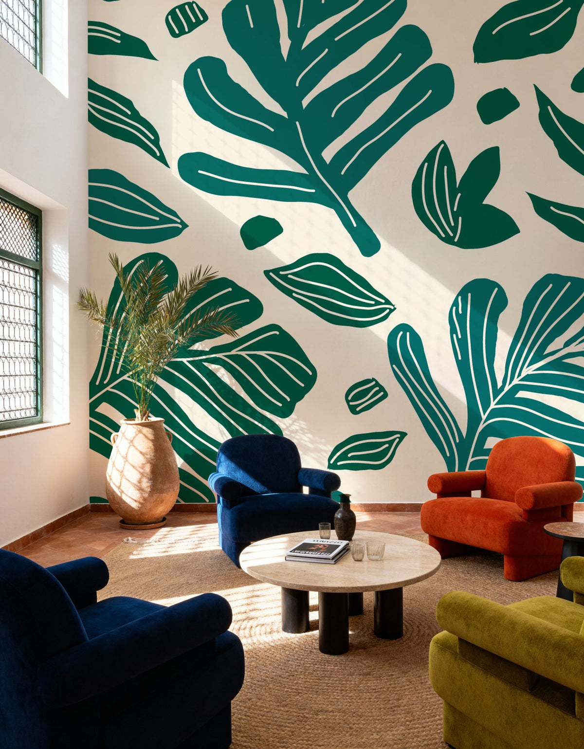 Monstera Cuttings, Green Mural Wallpaper - room preview 04