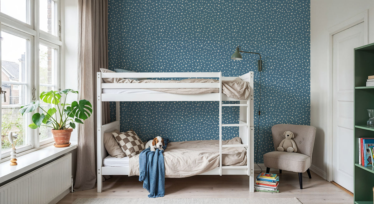 Floral Connection Denim Mural Wallpaper - room preview 04