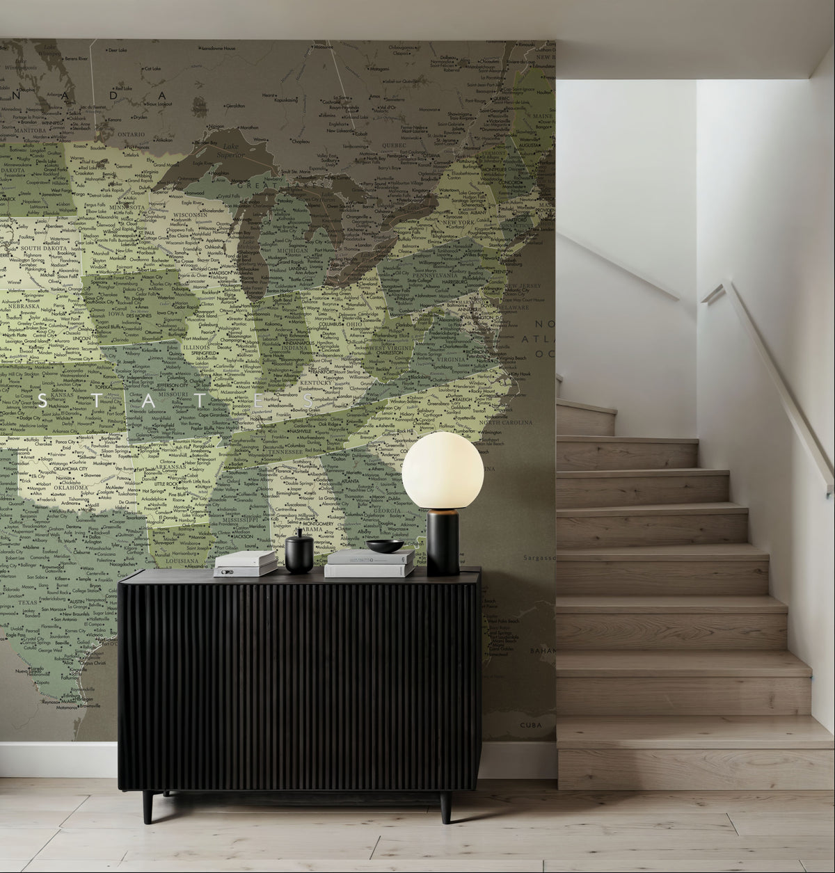 US Map Detailed - Camo Mural Wallpaper - room preview 04