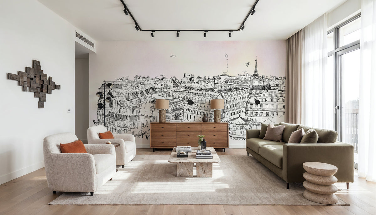 Paris Rooftops Mural Wallpaper - room preview 04
