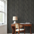 Swaying Lines, Coal Mural Wallpaper - room preview 04